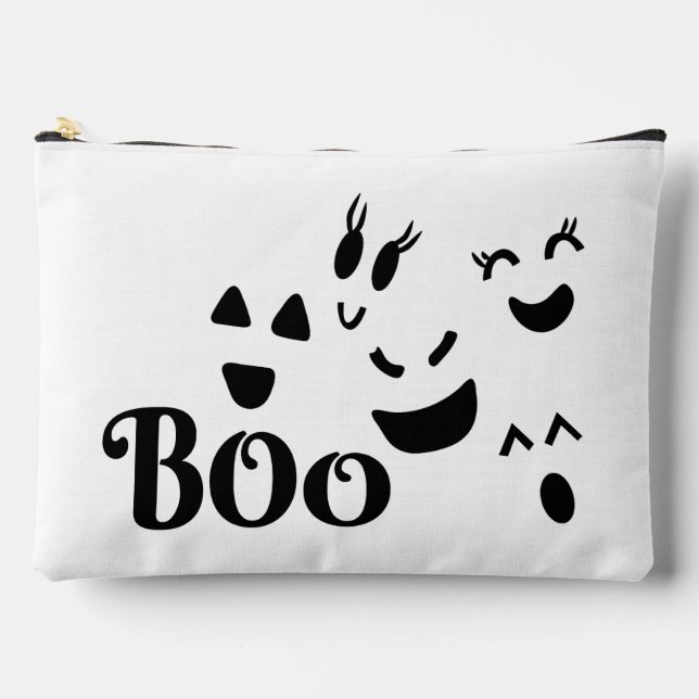 Boo Ghost Face Halloween Design Large Accessory Pouch (Front)