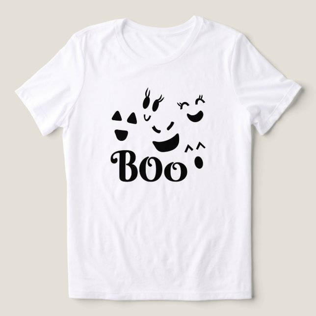 Boo Ghost Face Halloween Tri-Blend Shirt (Design Front)