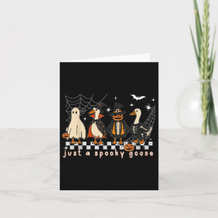Boo Ghost Goose Halloween Spooky Goose Fall Skelet Card