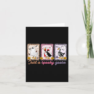 Boo Ghost Goose Halloween Spooky Goose Fall Skelet Card