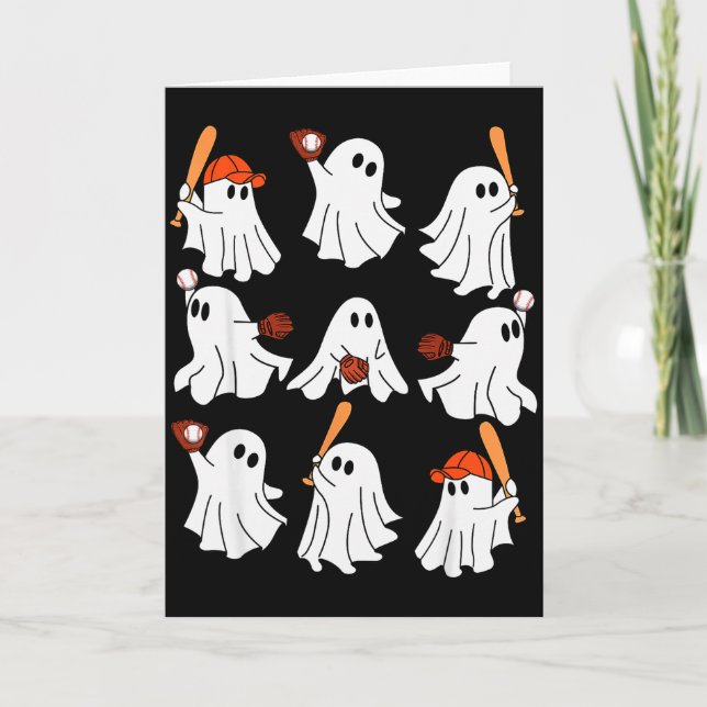 Boo Ghost Halloween Baseball Happy Halloween Baseb Card (Front)