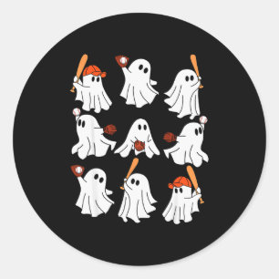 Boo Ghost Halloween Baseball Happy Halloween Baseb Classic Round Sticker