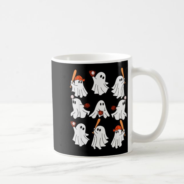 Boo Ghost Halloween Baseball Happy Halloween Baseb Coffee Mug (Right)