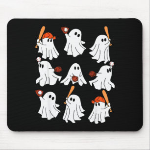Boo Ghost Halloween Baseball Happy Halloween Baseb Mouse Mat