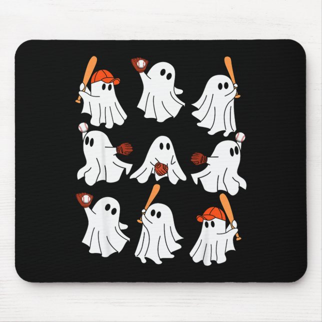 Boo Ghost Halloween Baseball Happy Halloween Baseb Mouse Mat (Front)