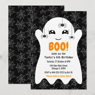 Boo Ghost Halloween Birthday Costume Party Black Invitation