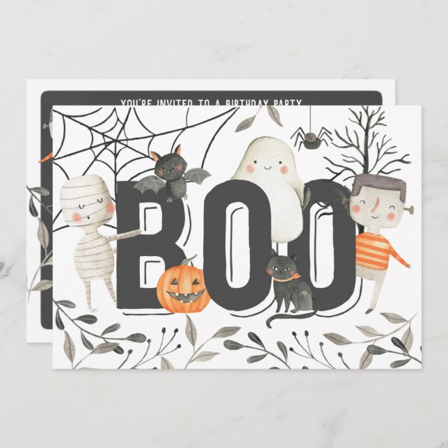 Boo Ghost Halloween Birthday Party Invitation (Front/Back)