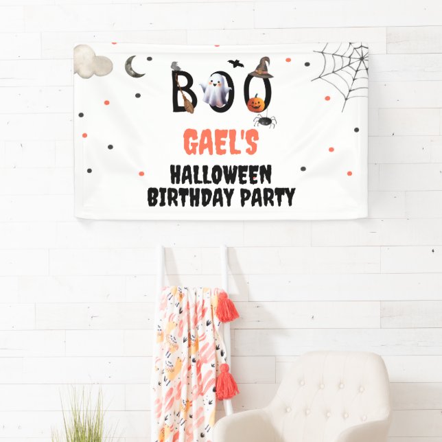 Boo Ghost Halloween Birthday Party Welcome Banner (Insitu)