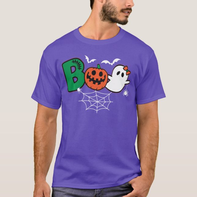 Boo Ghost Halloween Costume Scary Pumpkin Trick Or T-Shirt (Front)