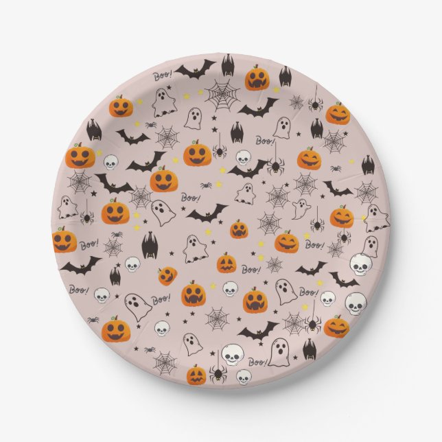 Boo Ghost Halloween Paper Plate (Front)