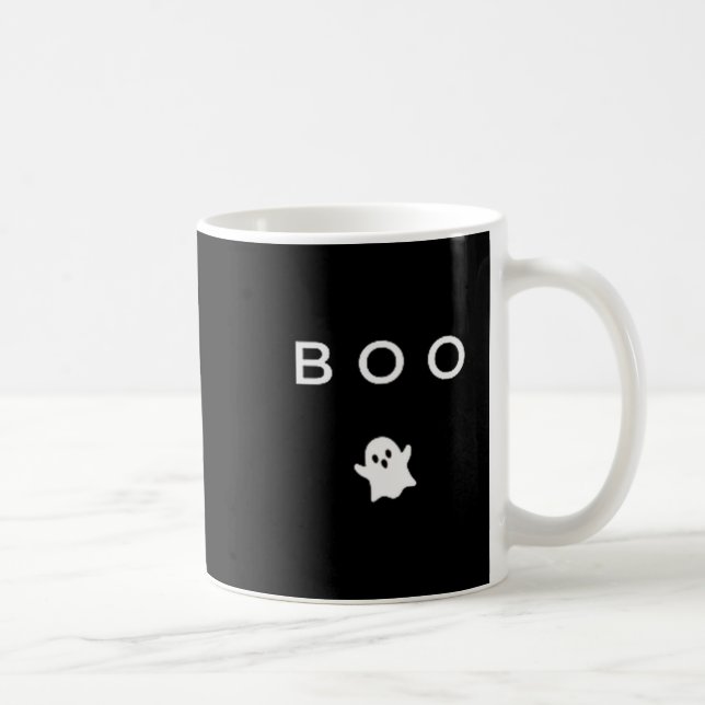 Boo Ghost Halloween Subtle Minimal Fall Funny Tric Coffee Mug (Right)