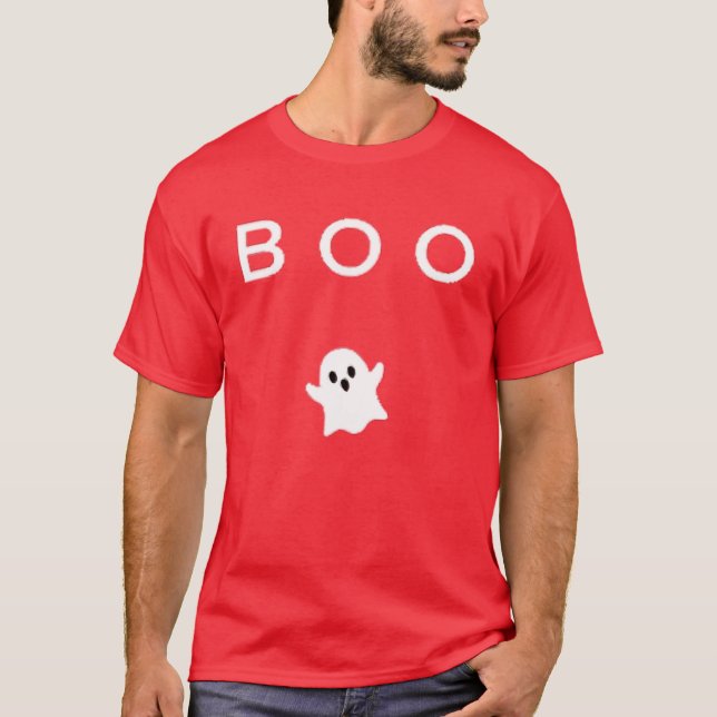 BOO Ghost Halloween Subtle Minimal Fall Funny Tric T-Shirt (Front)