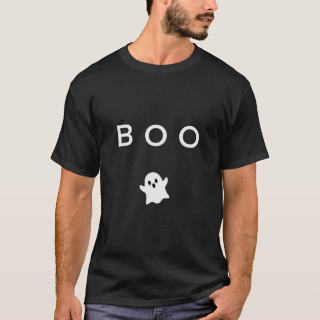 Boo Ghost Halloween Subtle Minimal Fall Funny Tric T-Shirt (Front)