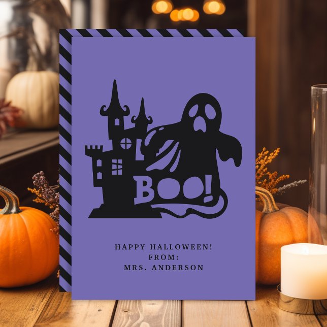 Boo Ghost Haunted House Halloween Classroom Card (Creator Uploaded)
