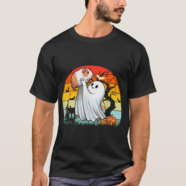  Boo Ghost Hunging Guinea Pig Halloween Family  T-Shirt (Front)