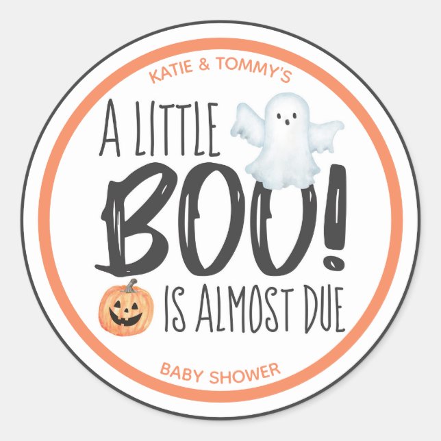 Boo Ghost Jack O'Lantern Halloween Baby Shower  Classic Round Sticker (Front)