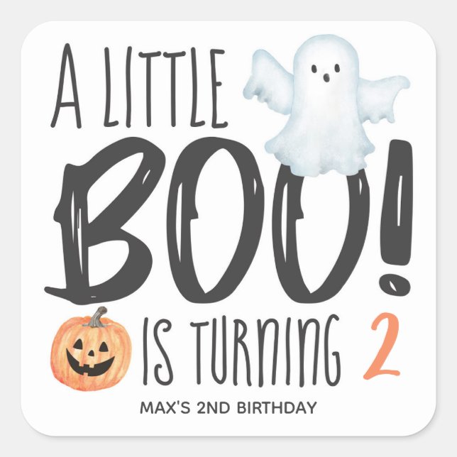 Boo Ghost Jack O'Lantern Halloween Birthday Square Sticker (Front)