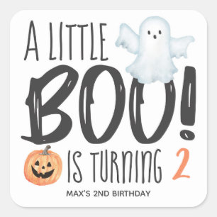 Boo Ghost Jack O'Lantern Halloween Birthday Square Sticker