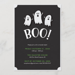 Boo Ghost Kid's Halloween Party Invitation
