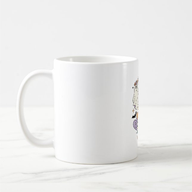 Boo Ghost Lightning Bolt Skeleton Hand Pumpkins Coffee Mug (Left)
