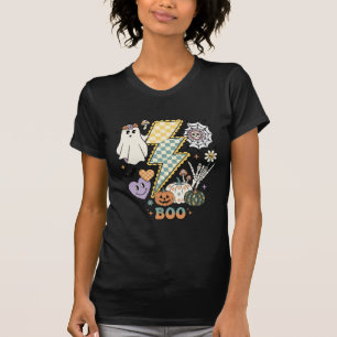 Boo Ghost Lightning Bolt Skeleton Hand Pumpkins T-Shirt