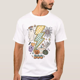 Boo Ghost Lightning Bolt Skeleton Hand Pumpkins T-Shirt
