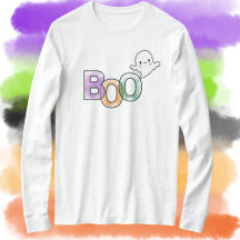 Boo Ghost Long Sleeve Fall Halloween Tshirt