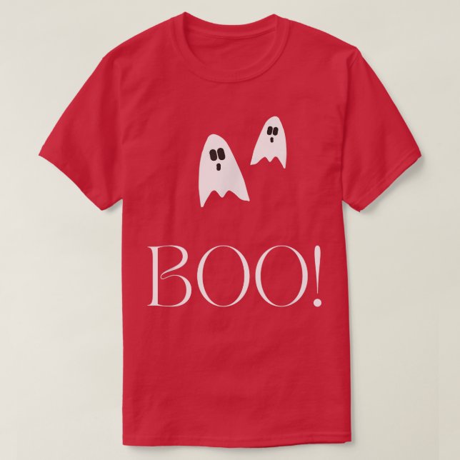 Boo Ghost Minimalist Halloween Cool Simple Men Wom T-Shirt (Design Front)
