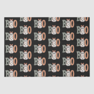 Boo Ghost Orange Green Cute Black Halloween Tissue Paper
