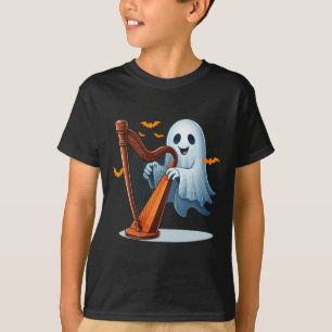 Boo Ghost Playing Harp Halloween Musical Instrumen T-Shirt