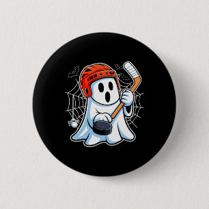 Boo Ghost Playing Hockey Funny Halloween Hockey Co 6 Cm Round Badge
