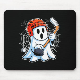 Boo Ghost Playing Hockey Funny Halloween Hockey Co Mouse Mat