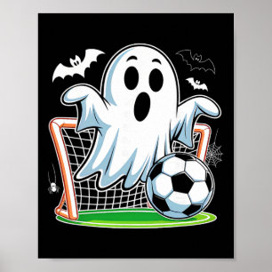 Boo Ghost Playing Soccer Funny Halloween Soccer Co Poster