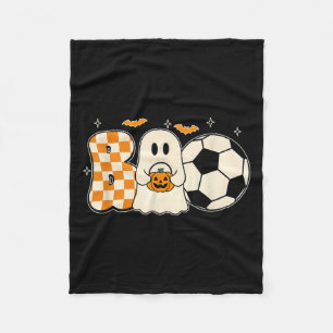 Boo Ghost Playing Soccer Halloween Players Trick O Fleece Blanket