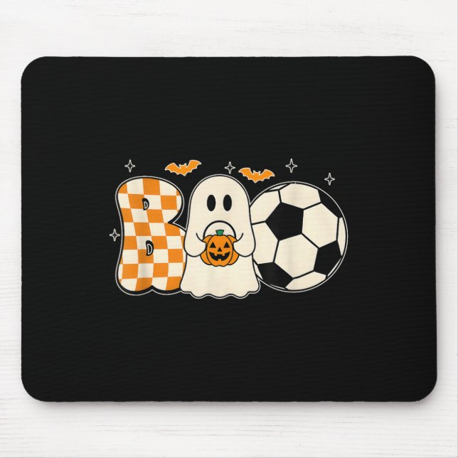 Boo Ghost Playing Soccer Halloween Players Trick O Mouse Mat (Front)
