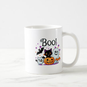 Boo Ghost Pumpkin Cat And Bats Halloween Graphic W Coffee Mug