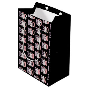 Boo Ghost Purple Pink Cute Black Halloween Medium Gift Bag