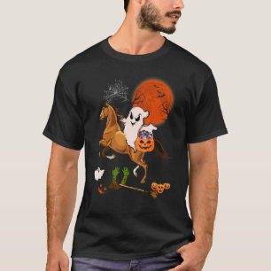 Boo Ghost Riding Horse With Candy Basket Scary Pum T-Shirt