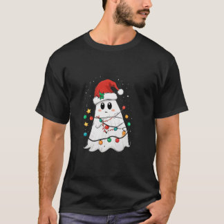 Boo Ghost Santa Xmas Light Halloween Christmas Men T-Shirt