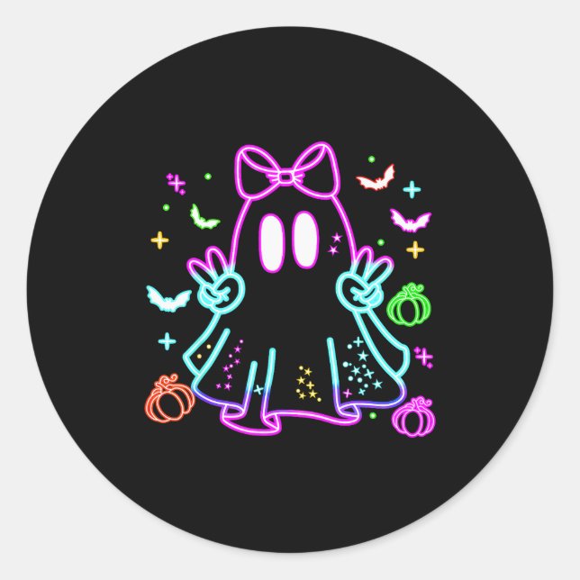 Boo Ghost Soky Season Girls Kids Glow In Halloween Classic Round Sticker (Front)