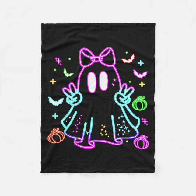 Boo Ghost Soky Season Girls Kids Glow In Halloween Fleece Blanket (Front)
