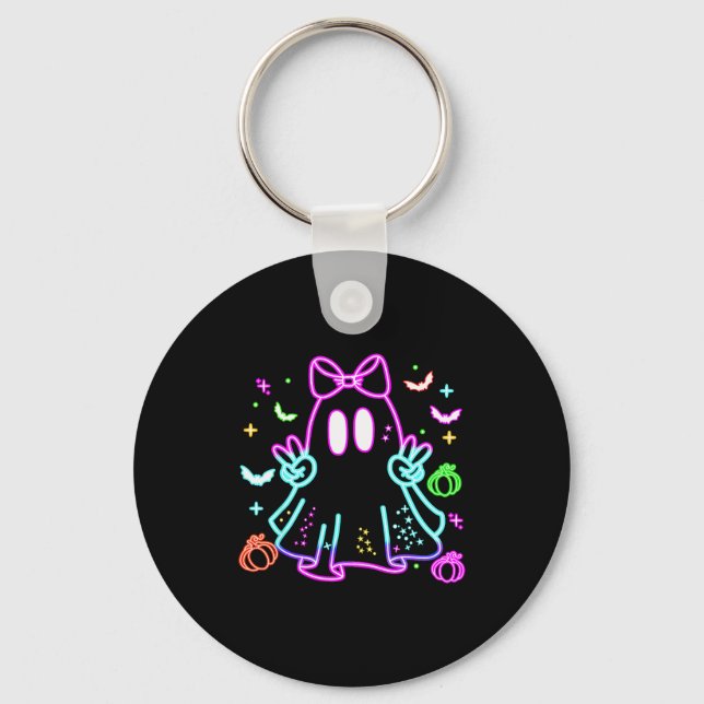 Boo Ghost Soky Season Girls Kids Glow In Halloween Key Ring (Front)