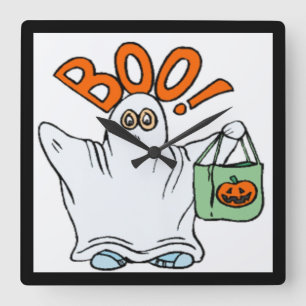 BOO ! GHOST SQUARE WALL CLOCK