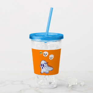 Boo Ghost UK 31 Spooky USA Skull October Halloween Acrylic Tumbler