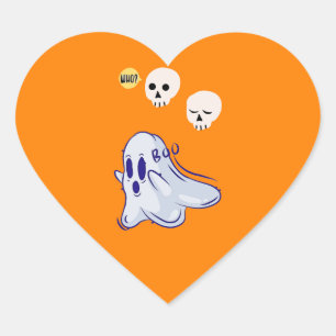 Boo Ghost UK 31 Spooky USA Skull October Halloween Heart Sticker
