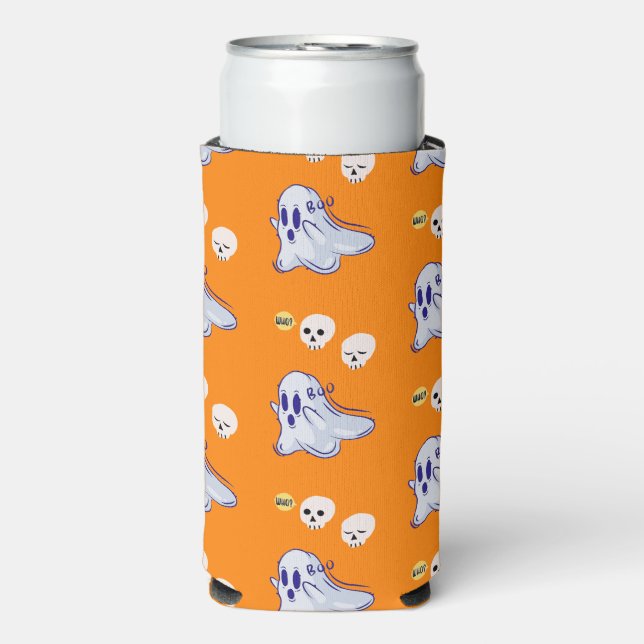 Boo Ghost UK 31 Spooky USA Skull October Halloween Seltzer Can Cooler (Seltzer Front)