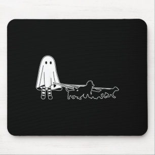 Boo Ghost Walking With Dogs Funny Halloween Mouse Mat