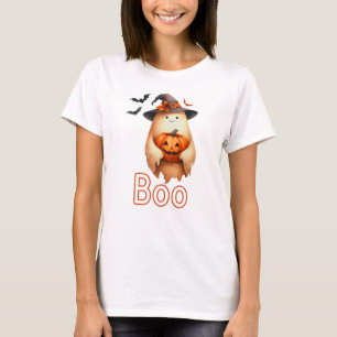 Boo Ghost with Bat And Pumpkin T-Shirt