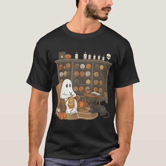  Boo Ghost Yarn Crochet Knitting  T-Shirt (Front)