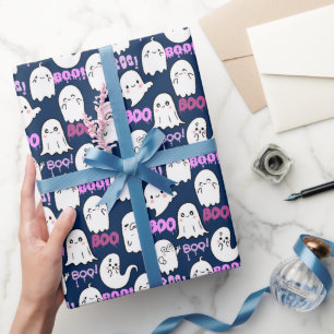 Boo, ghostly feel.b D Blue BG Wrapping Paper